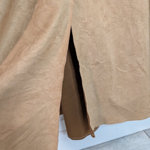 FEW MODA New York Camel Faux Suede Tie Waist Longline Trench Coat | Size M NWOT - Picture 6 of 14